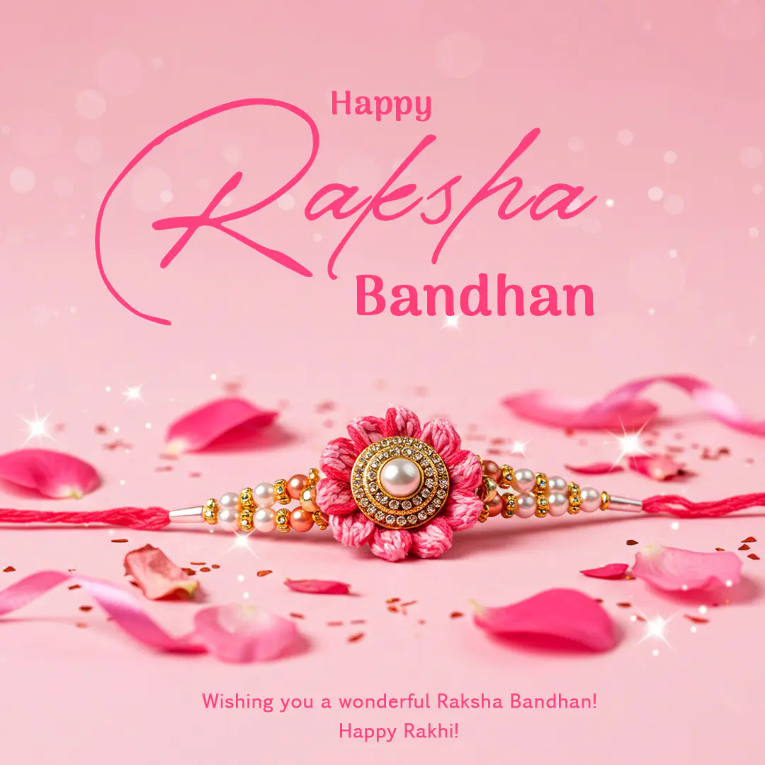Happy Raksha Bandhan Template Elegant Rakhi Design with Pink Petals