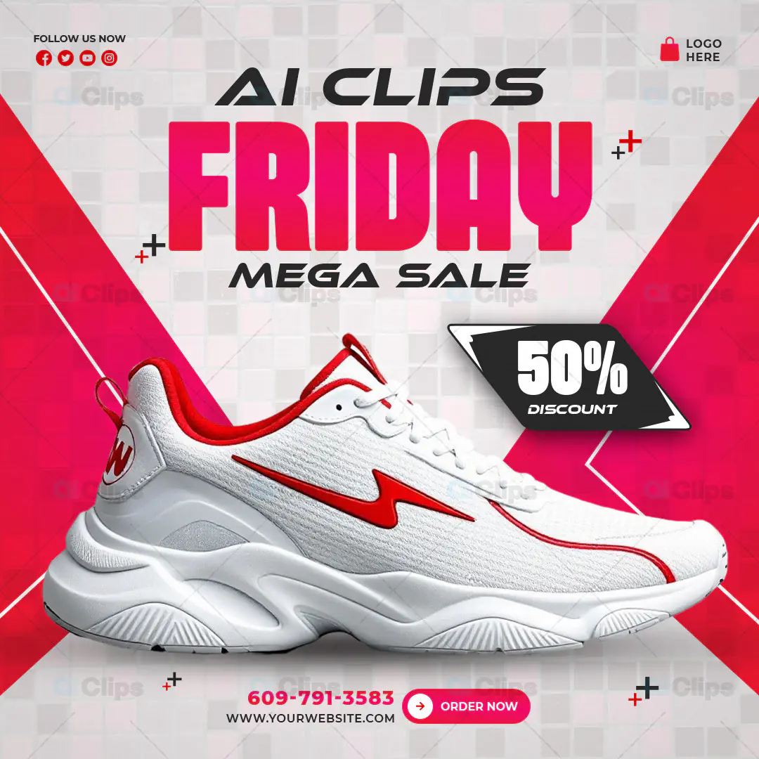 Red Friday Mega Sale Shoe Banner