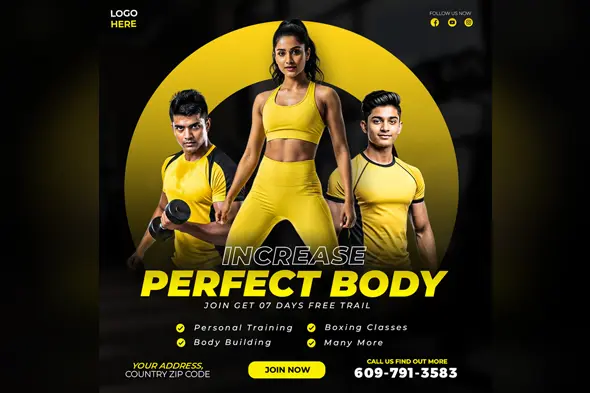 Fitness Gym Promotional Banner Template