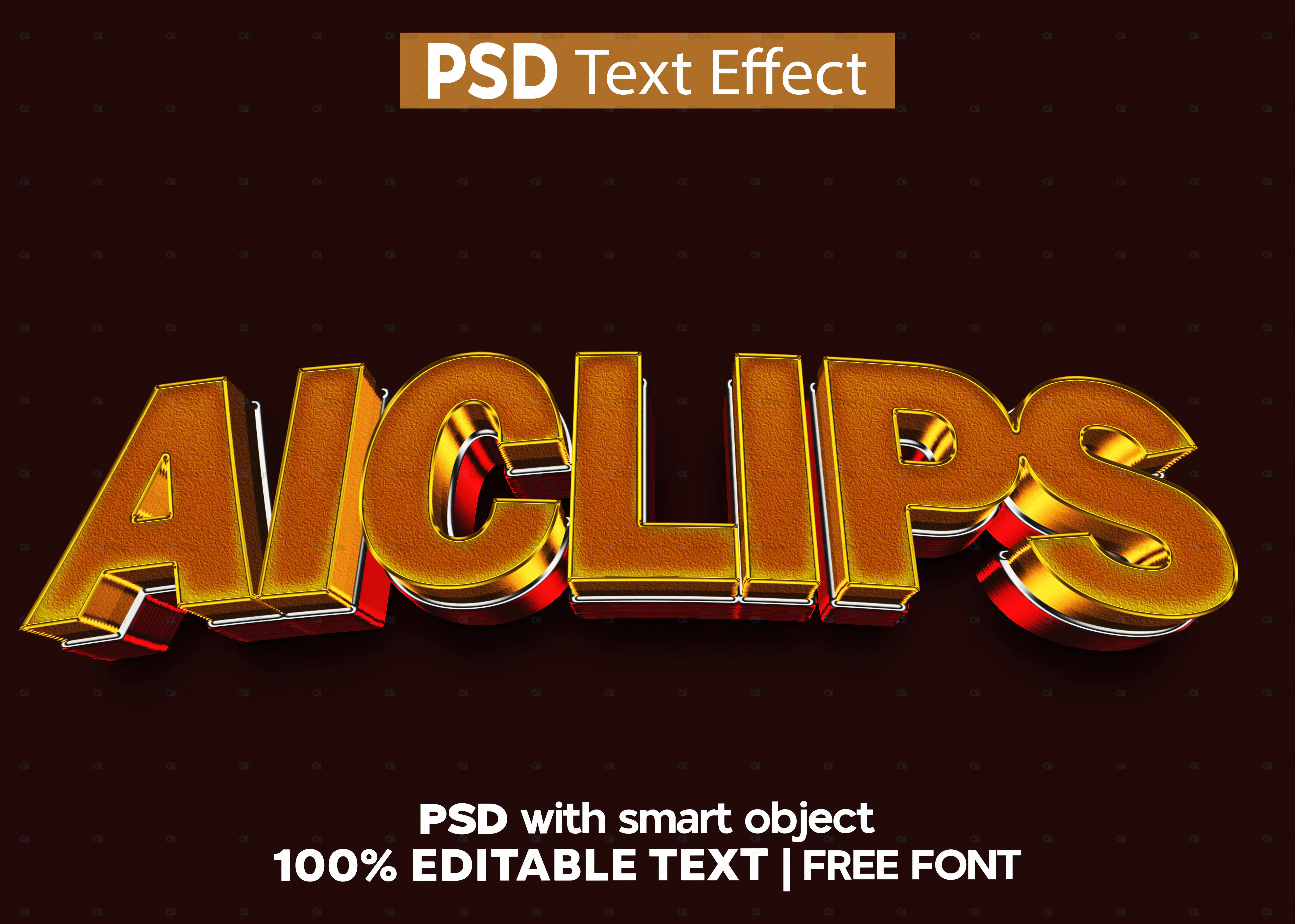 Golden 3D Text Effect PSD