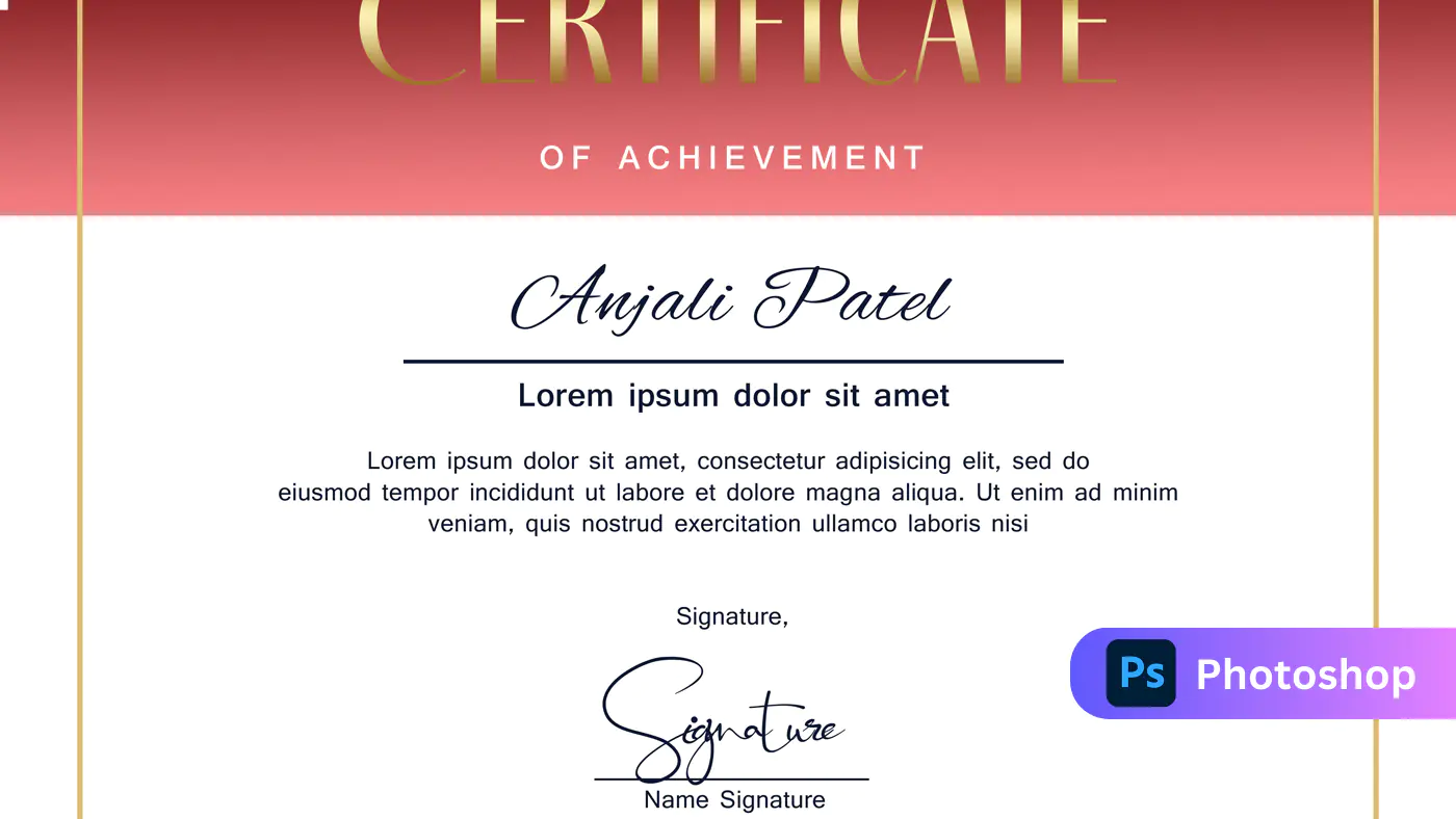 Elegant Red Gradient Achievement Certificate