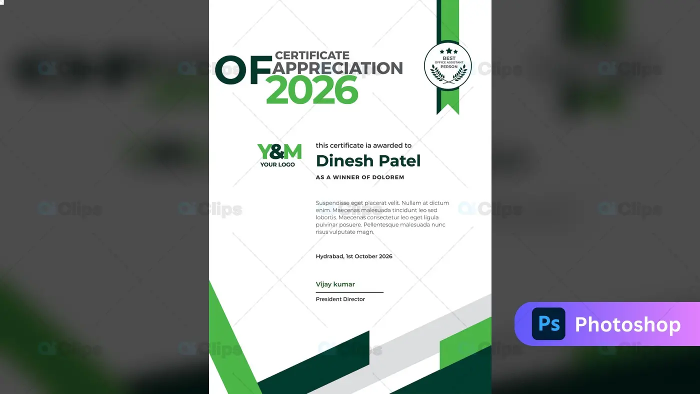 Modern Green Certificate of Appreciation Template Design