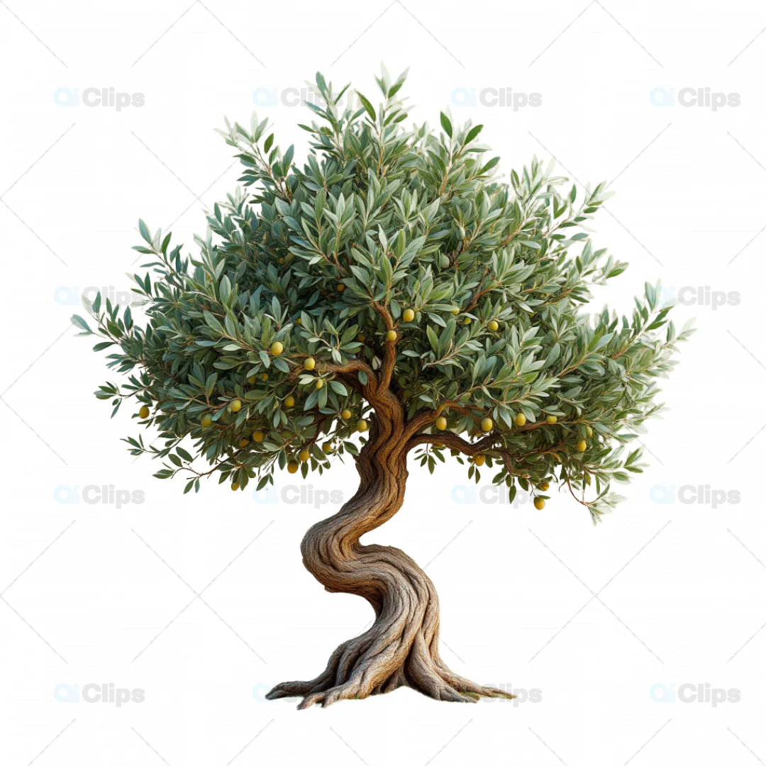 Realistic 3D Miniature Olive Tree Model with Twisted Trunk and Olives