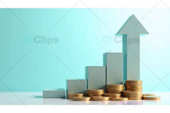 Financial Growth with Stacked Coins and Upward Arrow Chart