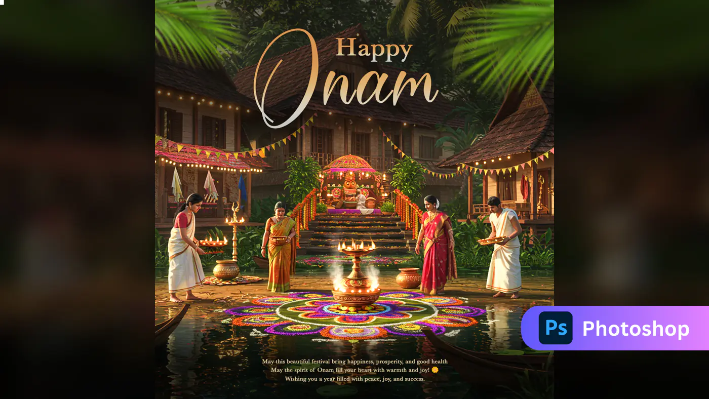 Happy Onam Traditional Kerala Family Celebrations template