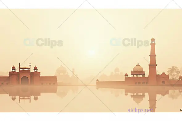 Serene Sunrise Over Historical Monument Reflection