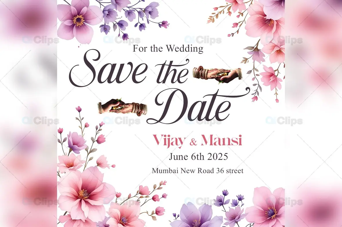 Floral Save the Date PSD Template