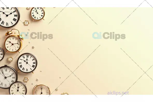 Vintage Roman Clocks on Cream Background