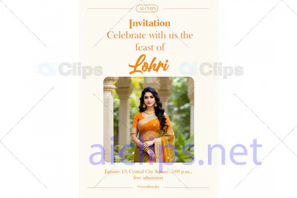 Elegant Lohri Invitation PSD Template