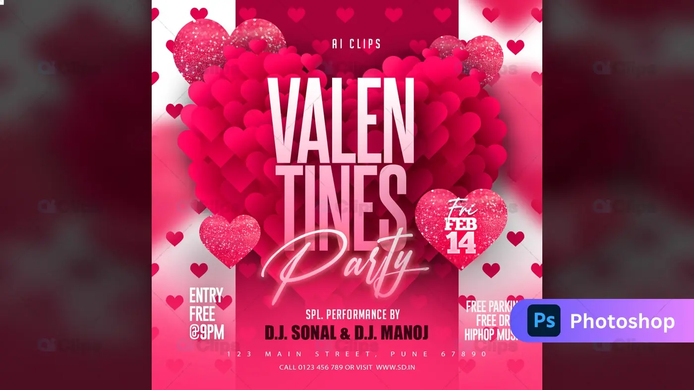 Valentine's Day Partyr PSD Template