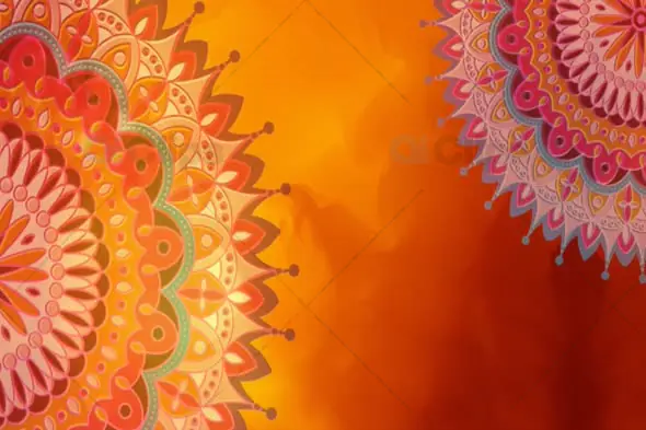 Colorful Mandalas on Glowing Orange Background - Festive Motion Graphic