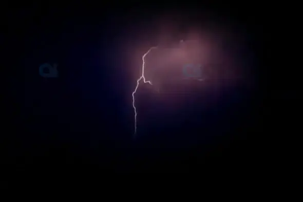 Single Lightning Bolt in Dark Sky - Dramatic Storm Background