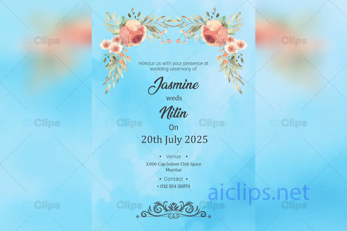 Watercolor Wedding Invitation PSD Template