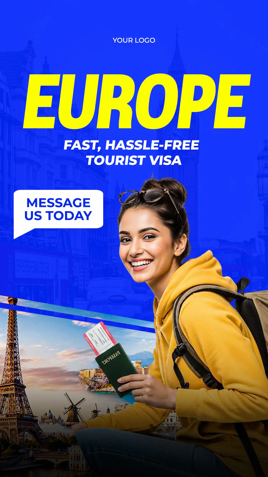 Europe Travel Visa Social Media Template