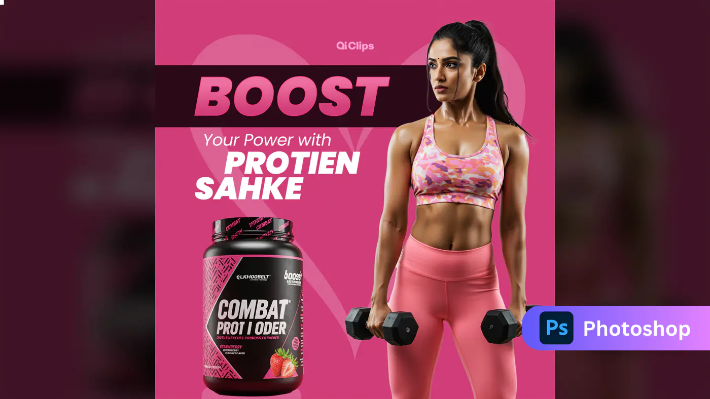 Enhanced Protein Shake Fitness Ad Template