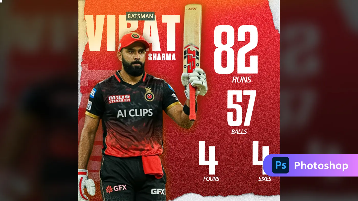 Cricket Player Scorecard PSD Template – Sports Match Highlights Design