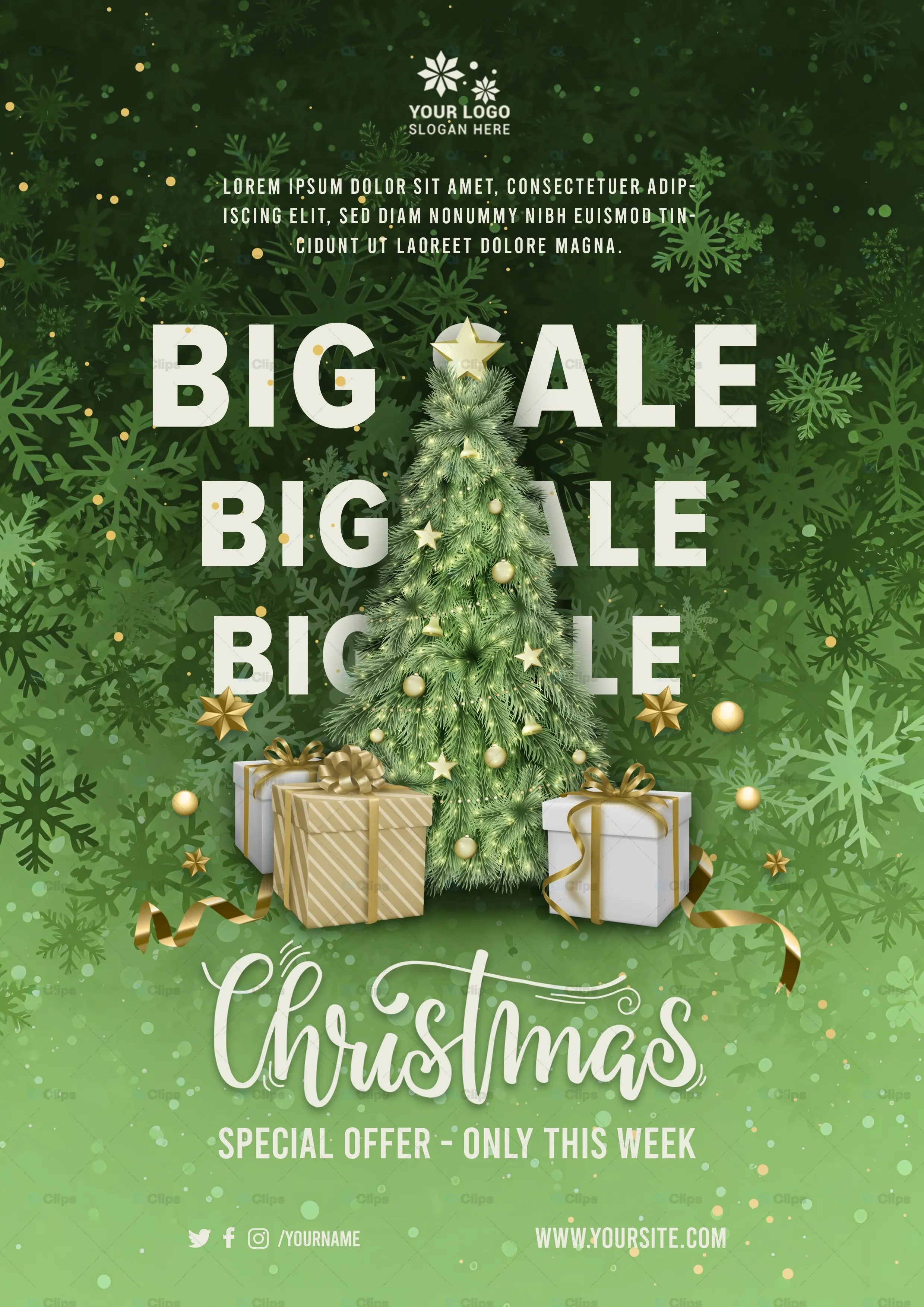 Christmas Big Sale Promotional Poster PSD Template