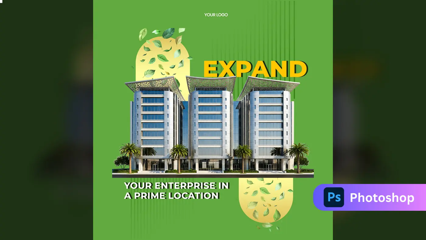 Green Corporate Office Complex Marketing Template