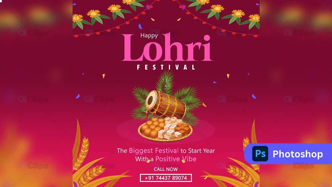 Lohri Festival Flyer PSD Template