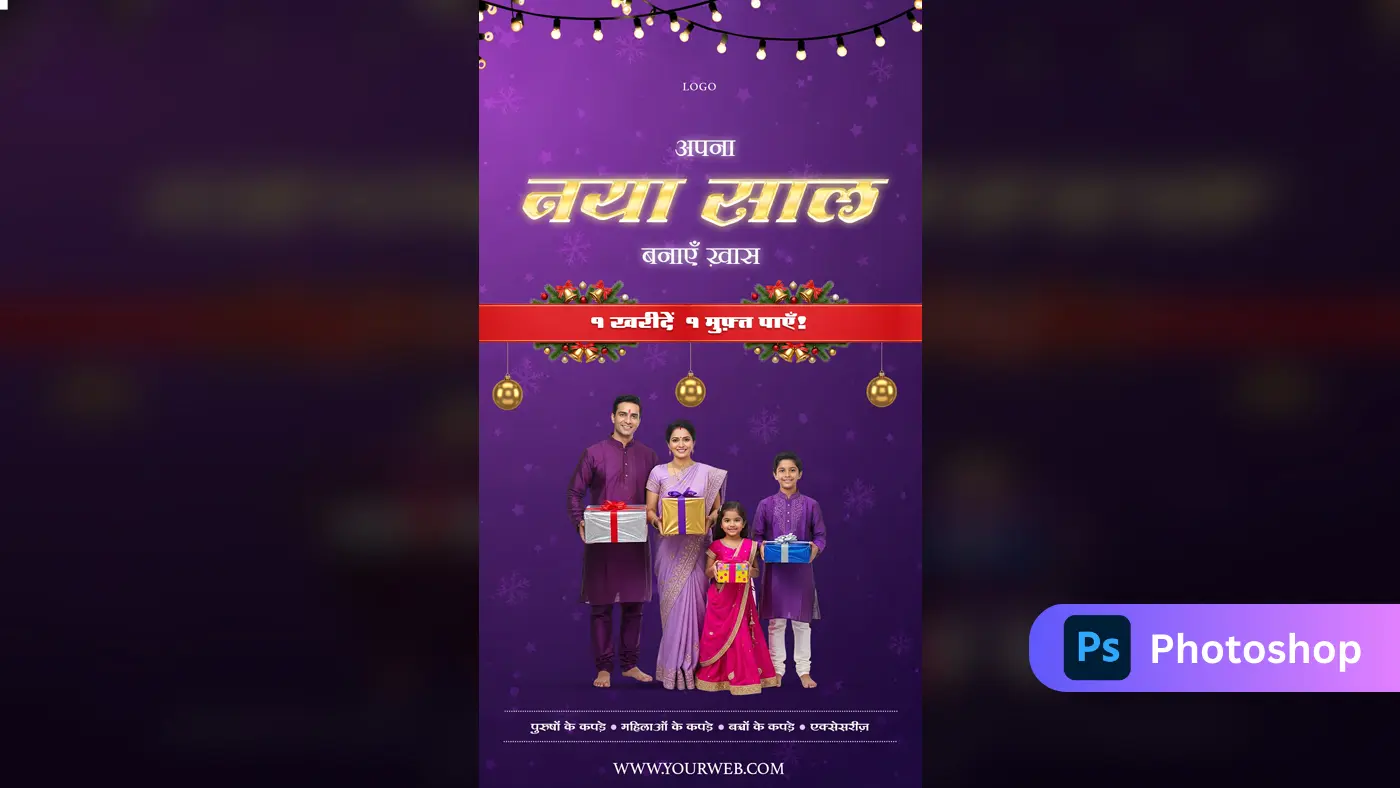 Hindi New Year Shopping Promotion Template