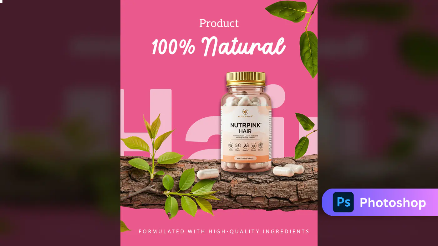 Natural Hair Supplement Ad Template