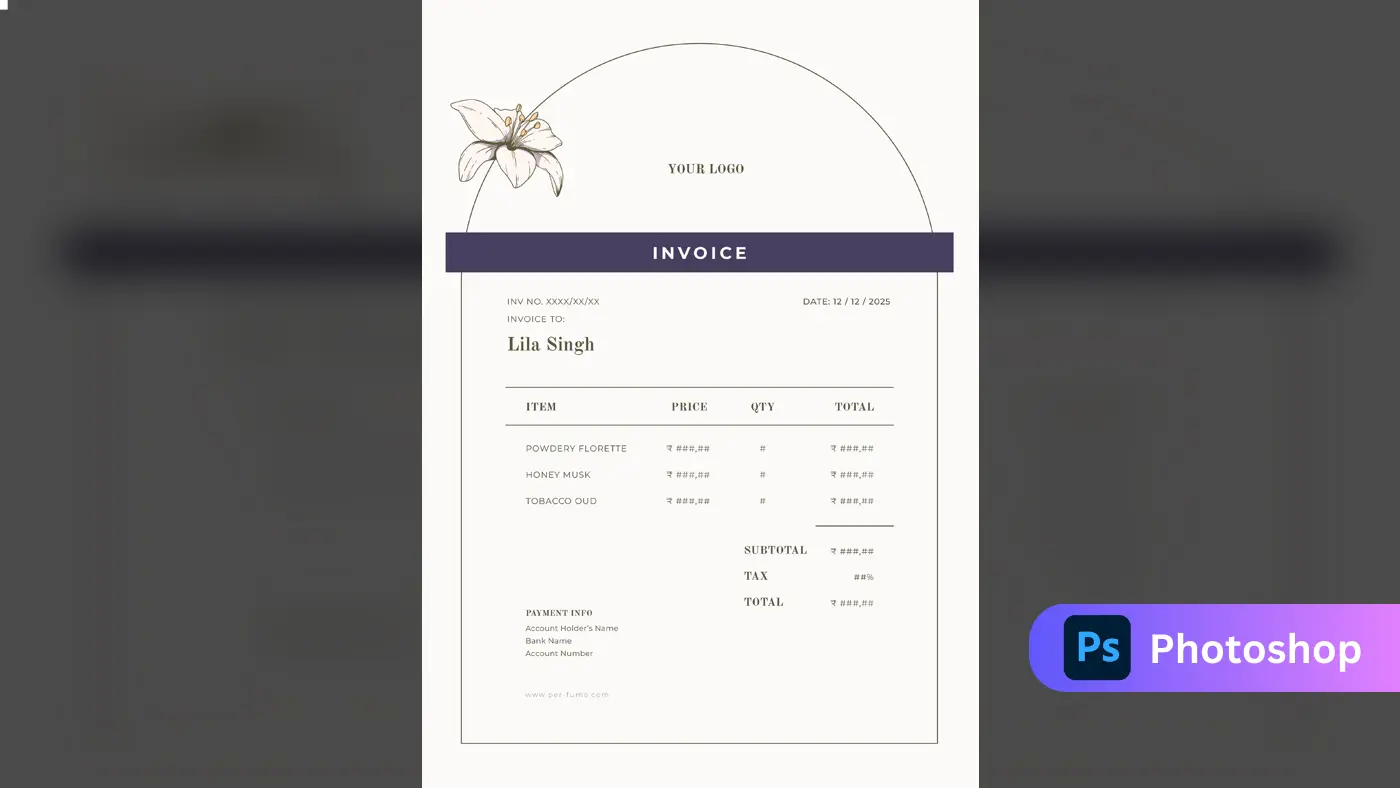 Elegant Lily Perfume Invoice Template