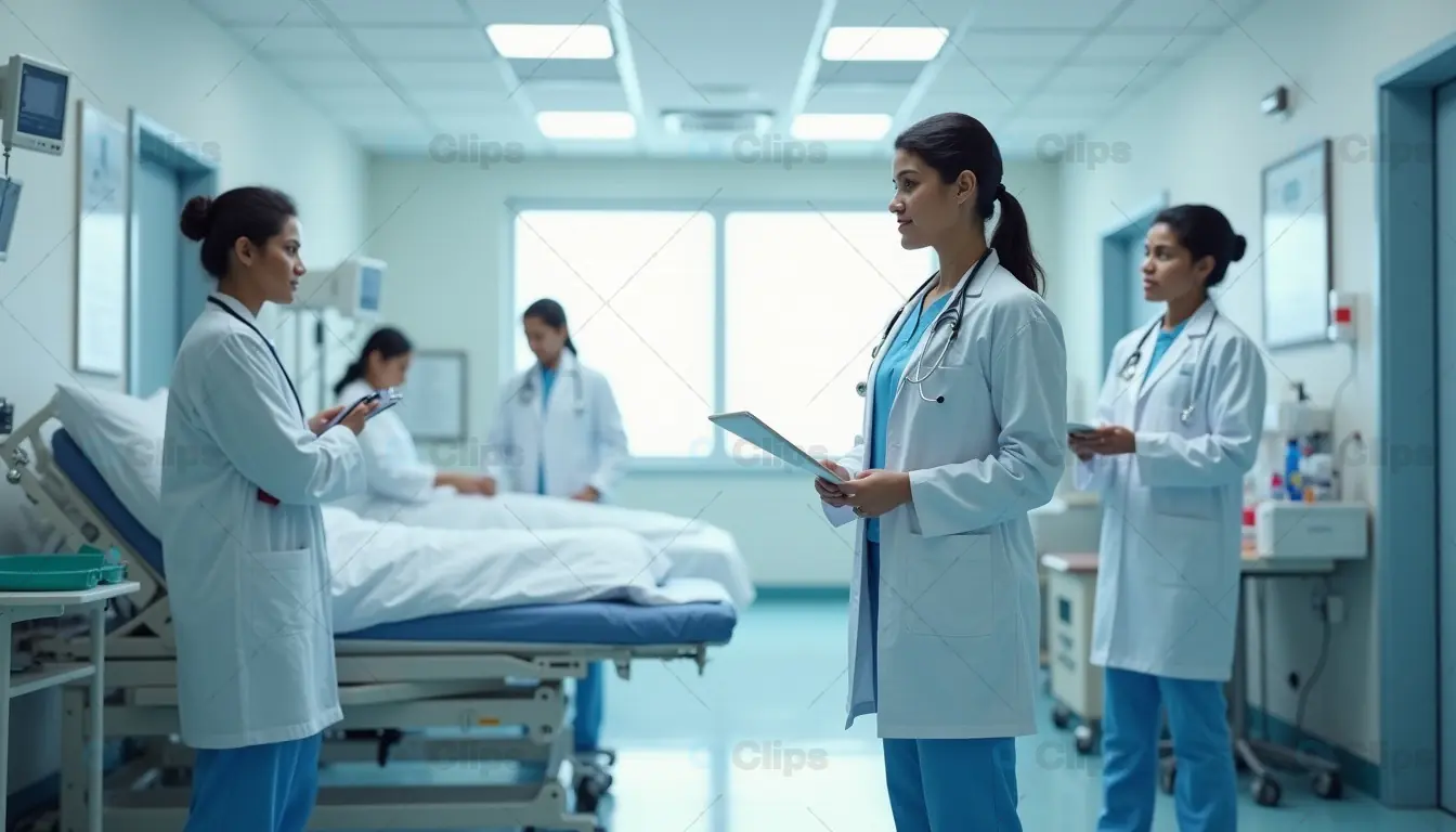 Doctors Discussing Patient Care in Hospital Ward