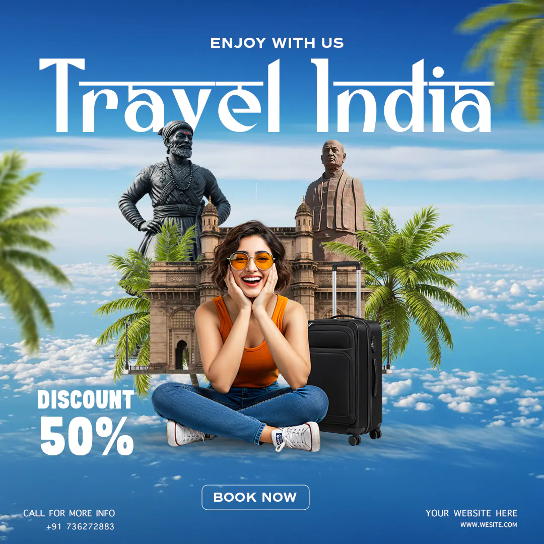 Modern Travel Promotion Design with Famous Monuments