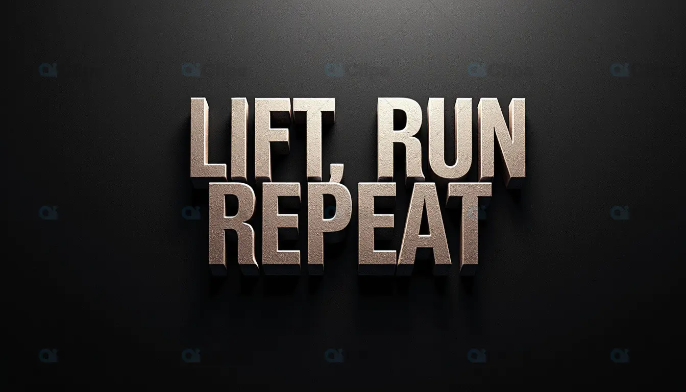 Lift, Run, Repeat - Fitness Motivation Poster with 3D Text