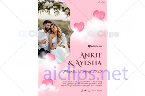 Romantic Wedding Invitation PSD Template