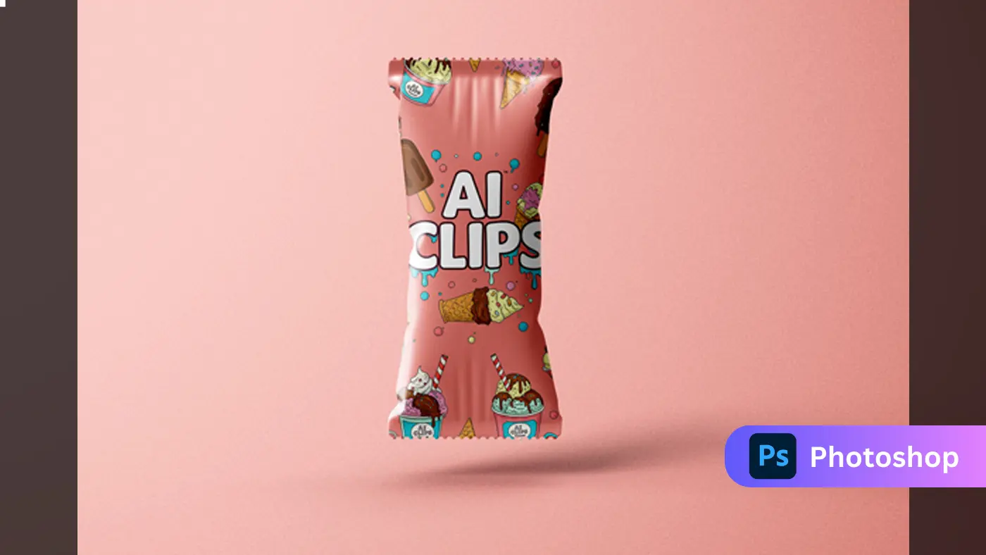 Ice Cream Bar Wrapper Mockup Cartoon Style Packaging