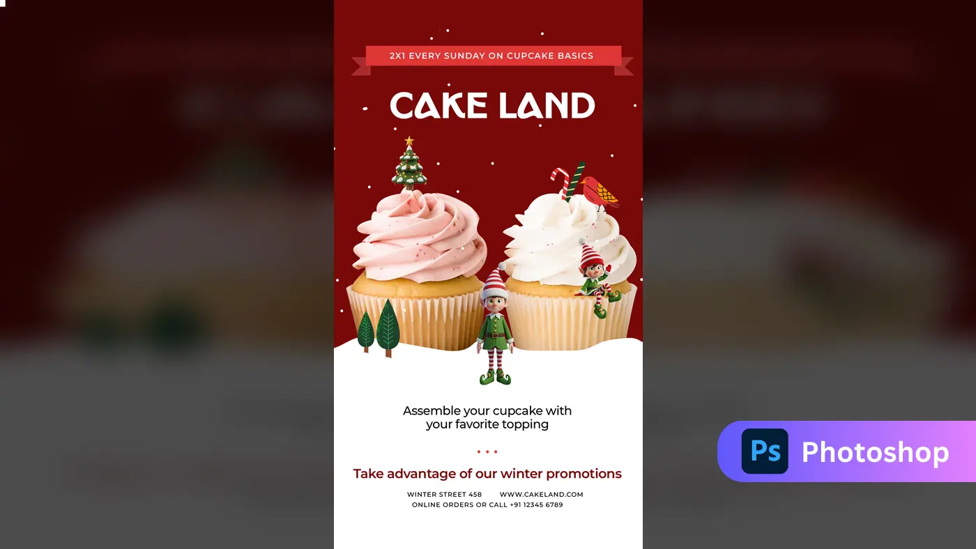 Festive Christmas Cupcake Promotion Template