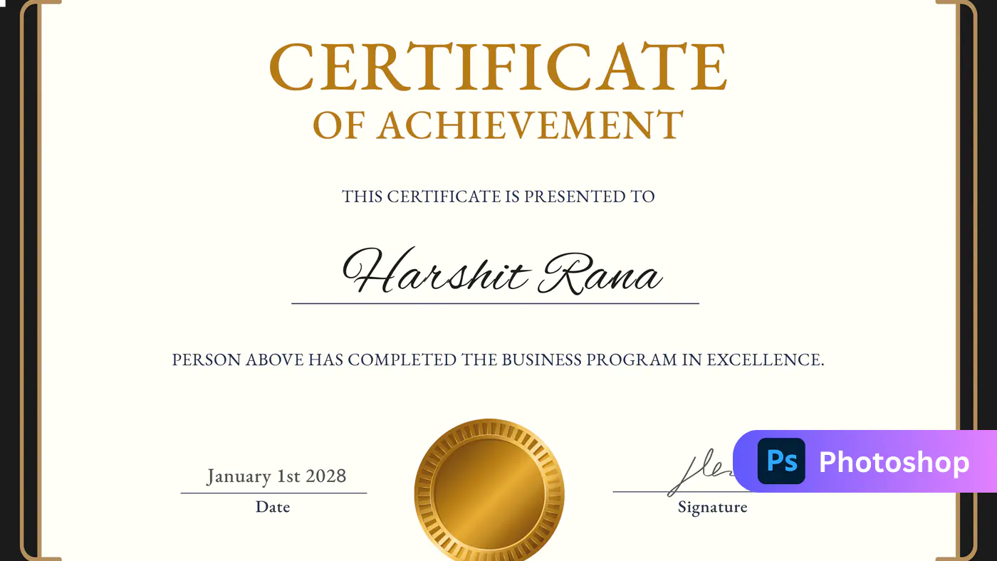 Elegant Gold Business Achievement Certificate