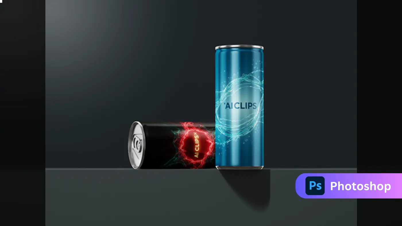 Glowing Particle Energy Drink Can Mockup