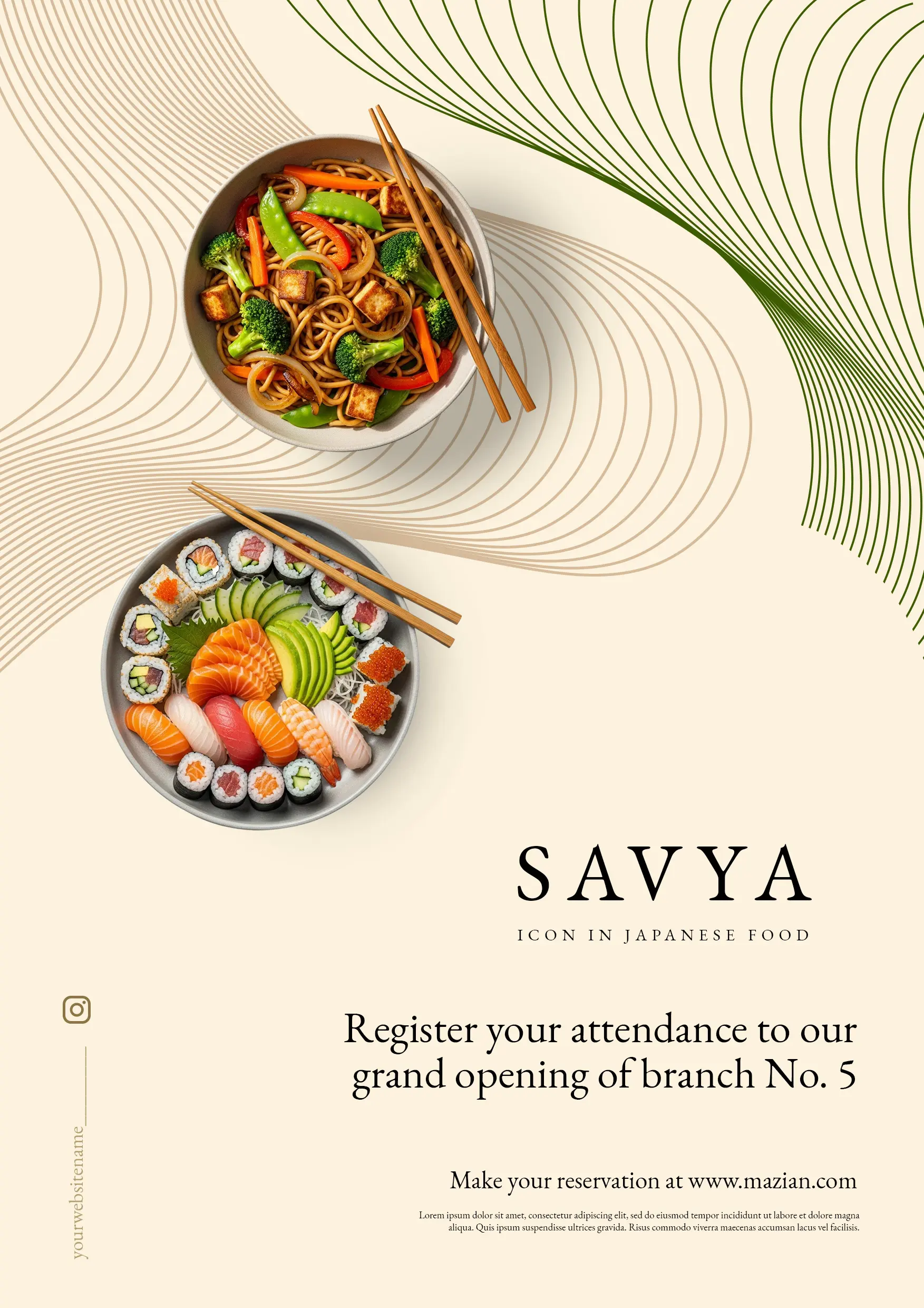 Elegant Japanese Restaurant Grand Opening Template