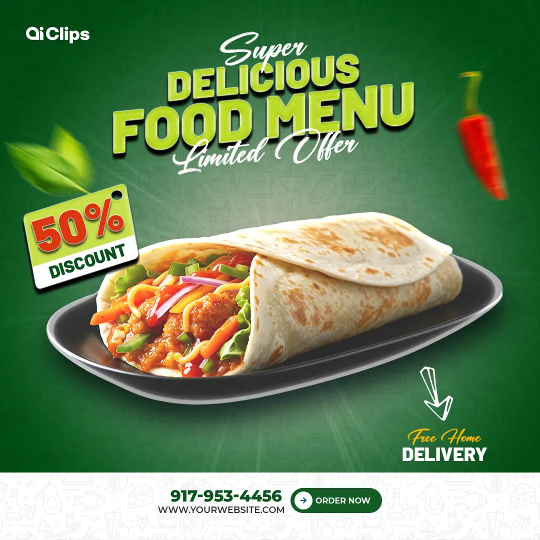 Food Menu Promotion PSD Template – Restaurant Discount Flyer Design