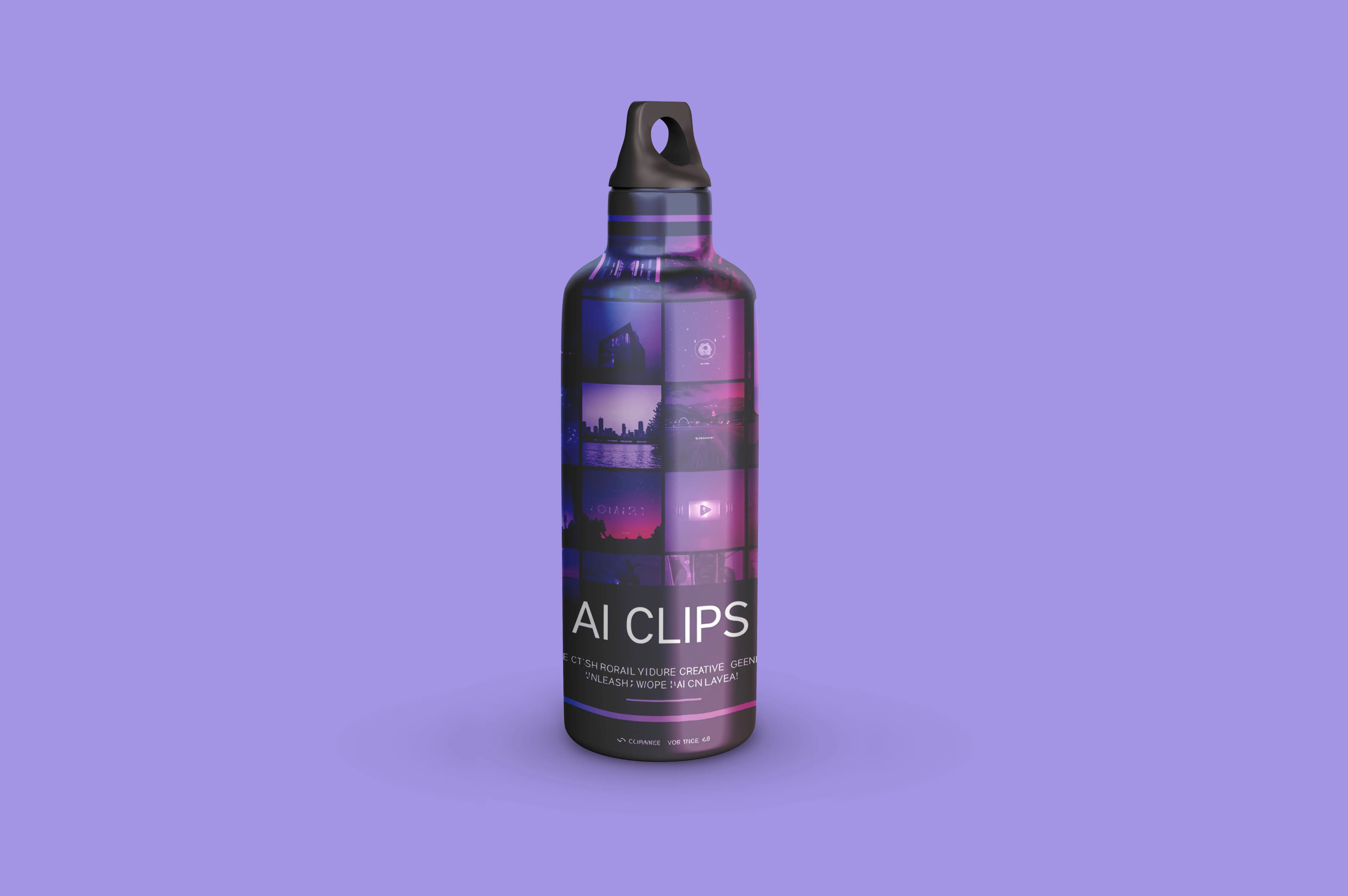 Water Bottle Mockup with Futuristic Theme