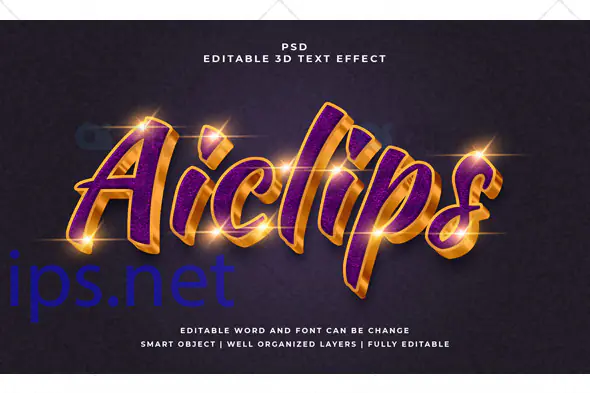 Glittering Purple and Gold Text Effect PSD