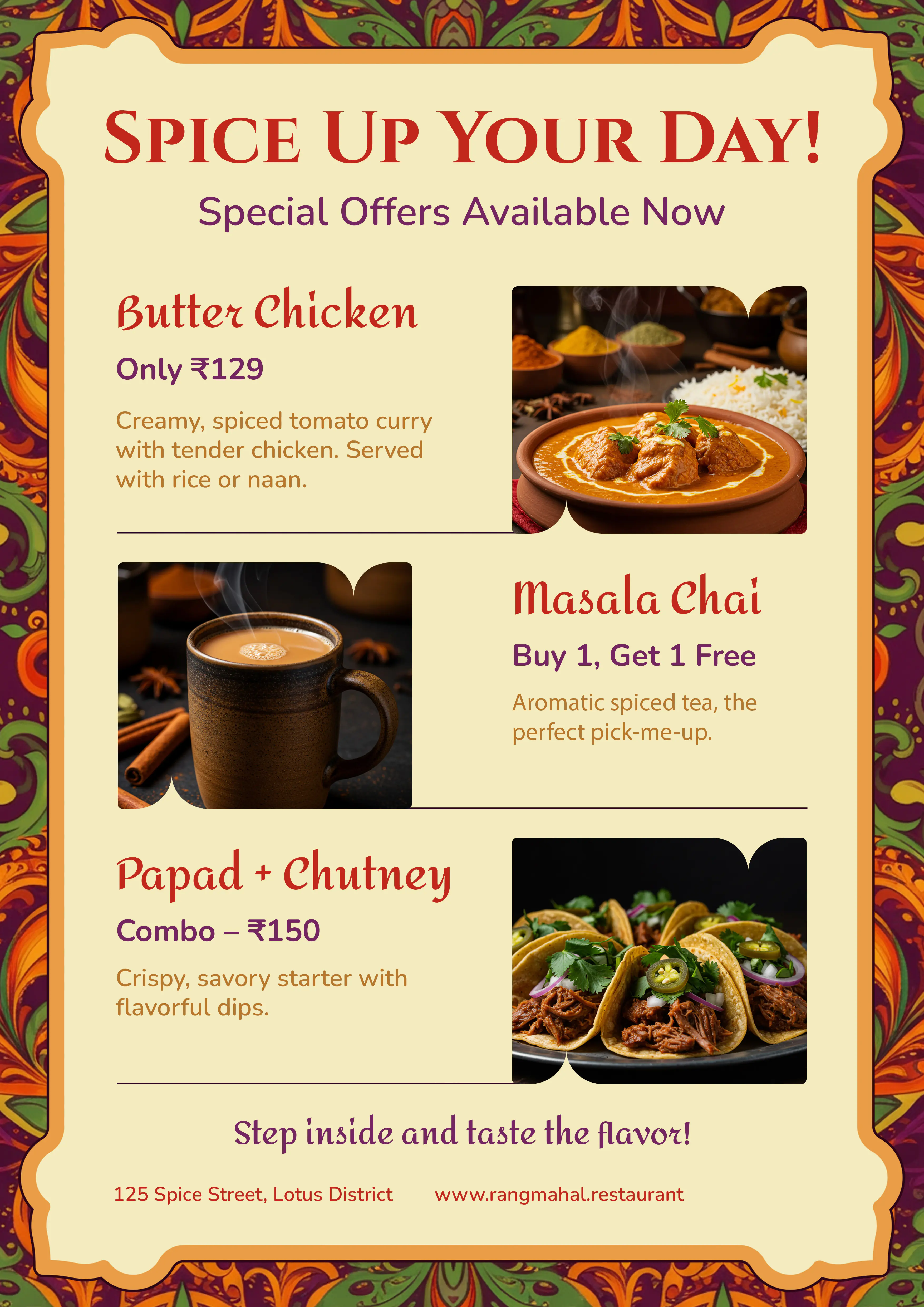 Indian Restaurant Special Offers Template