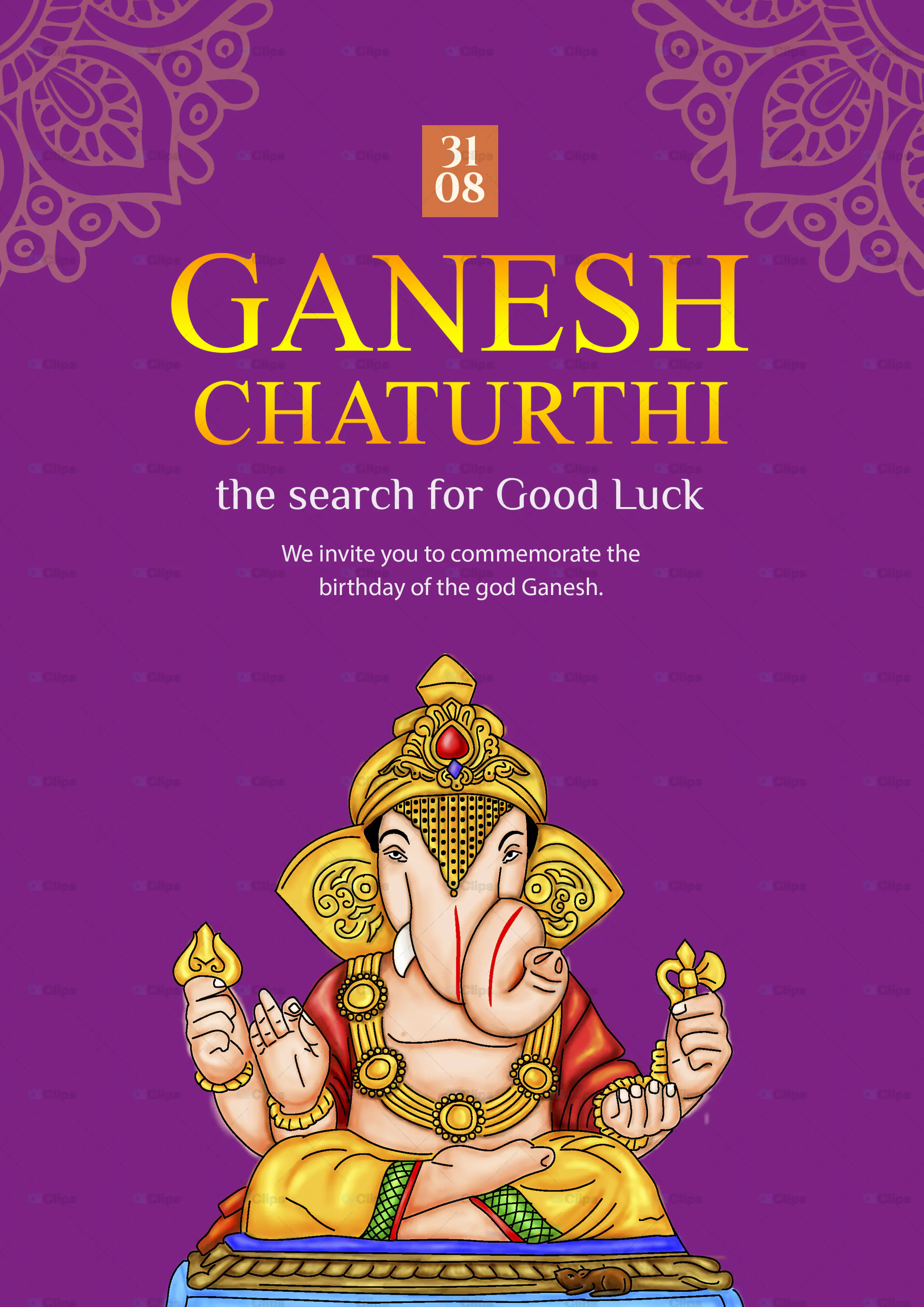 Ganesh Chaturthi Invitation PSD Template