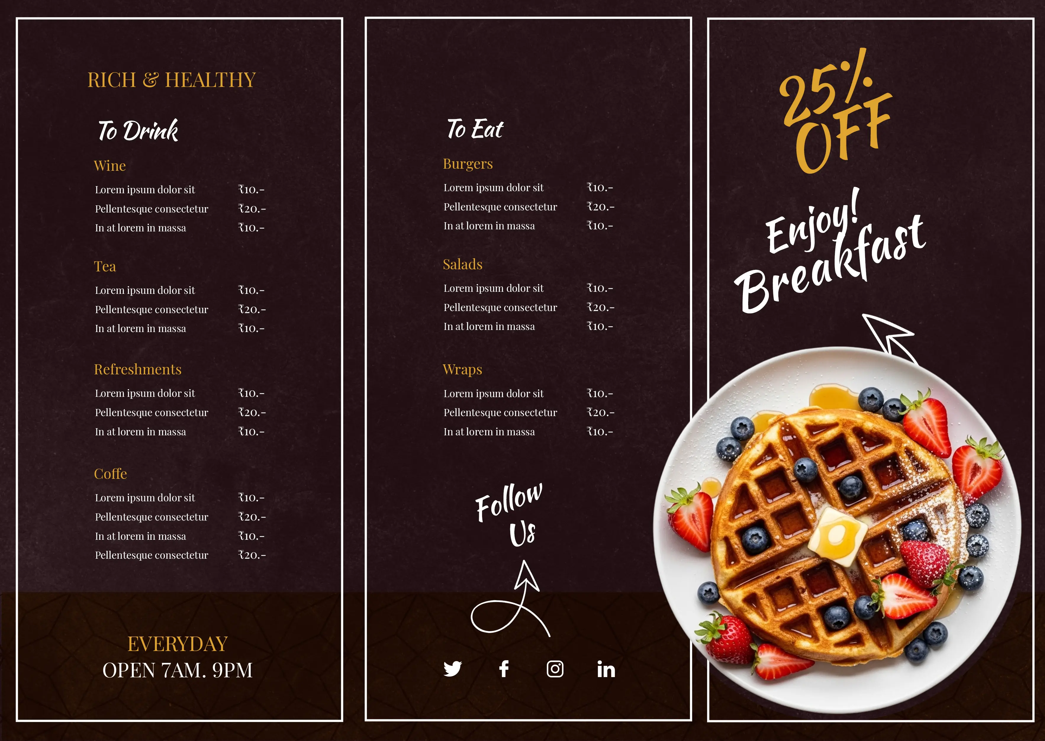 Luxury Breakfast Café Menu Template