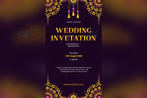 Traditional Wedding Invitation PSD Template