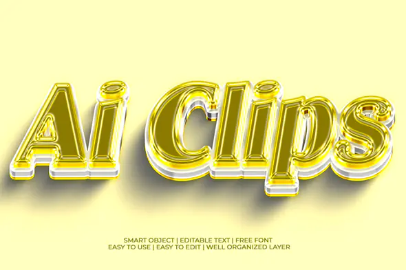3D Ai Clips Yellow Text Effect Template