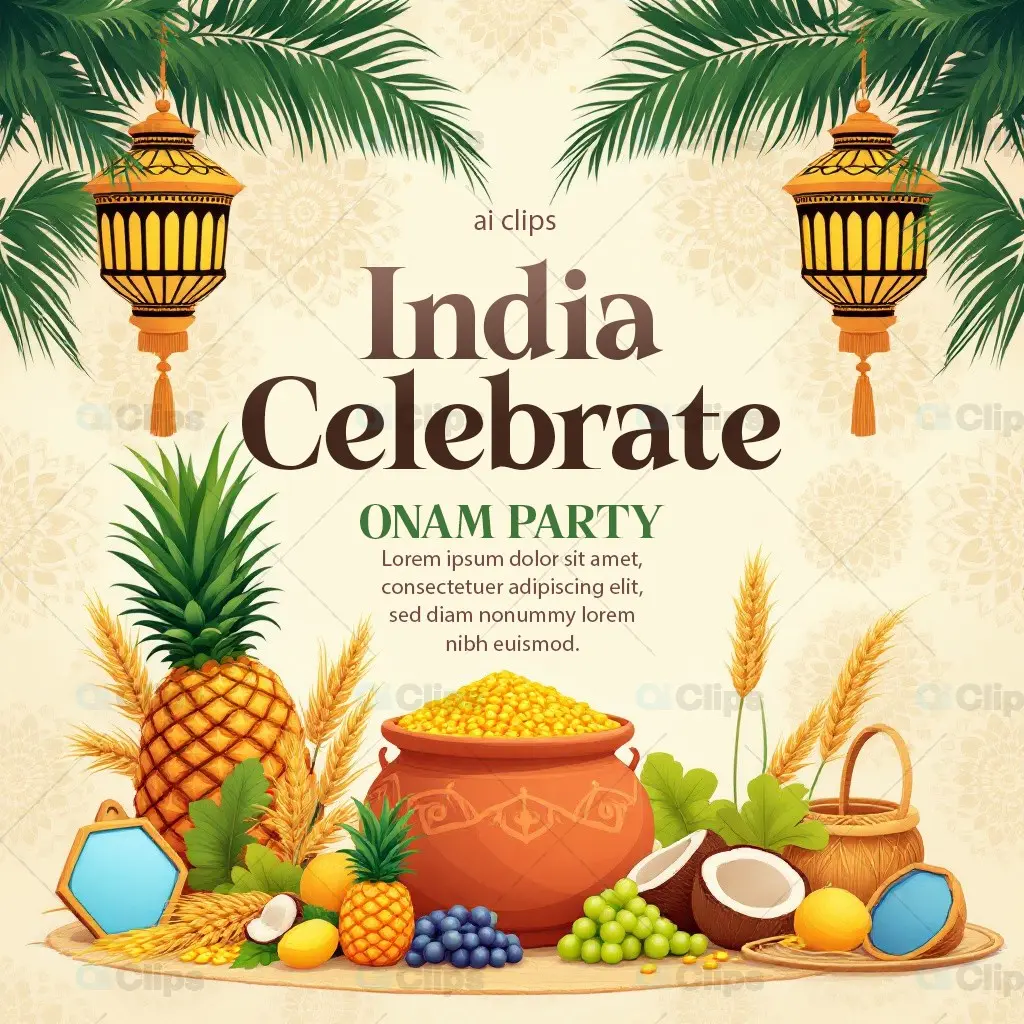 Onam Celebration Party Flyer PSD Template