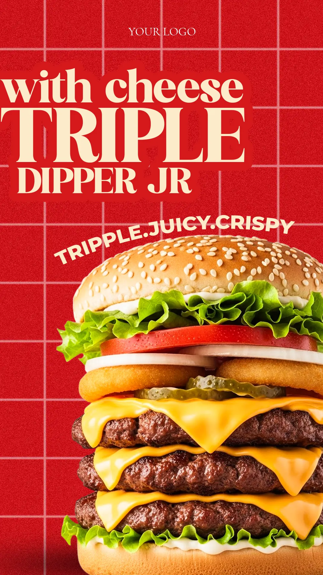 Gourmet Triple Burger Ad Template