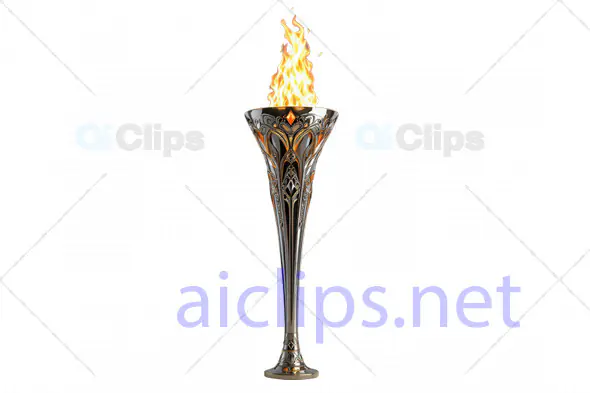 Ornate 3D Torch with Intricate Design and Realistic Flame