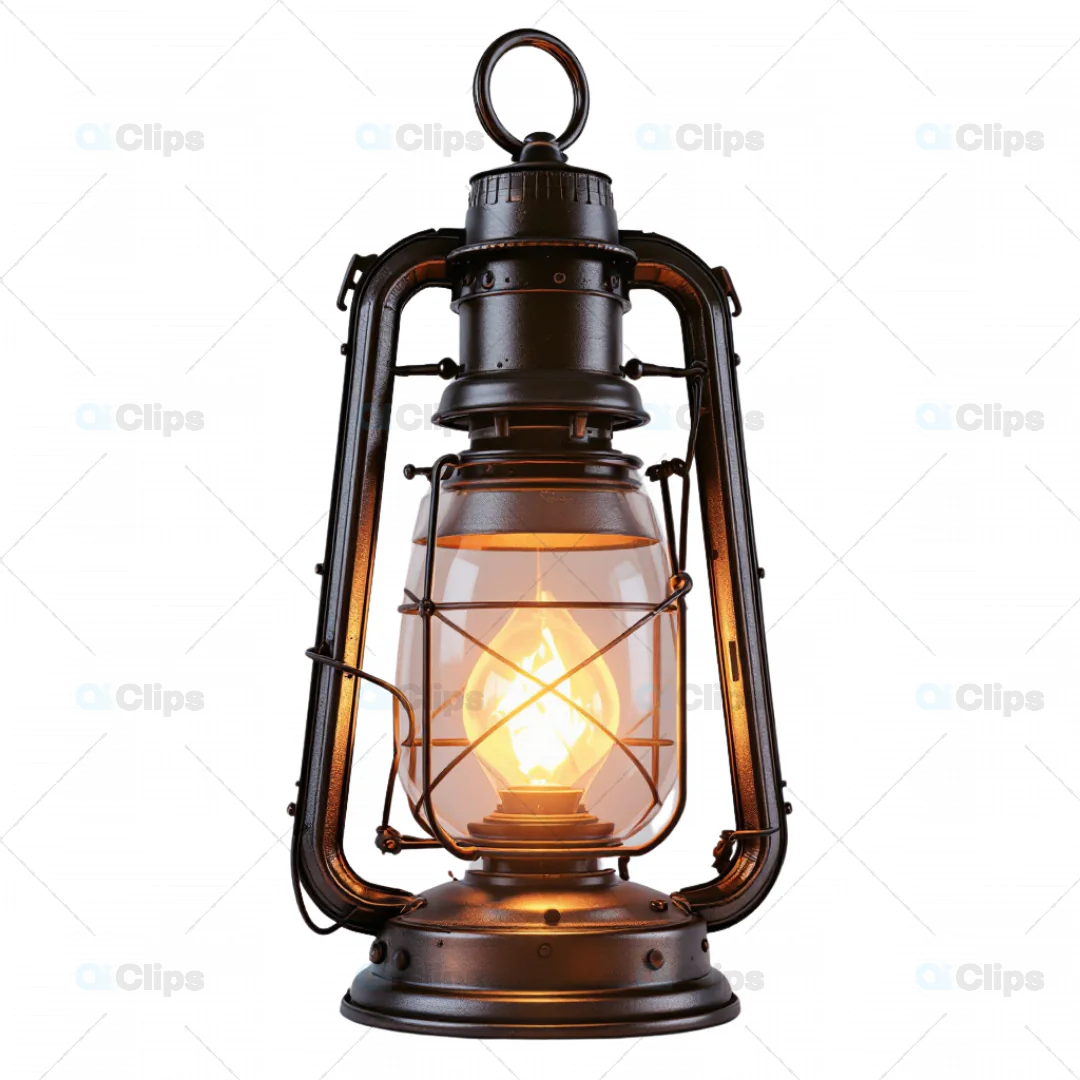 Vintage Kerosene Lantern with Glowing Light - 3D Model