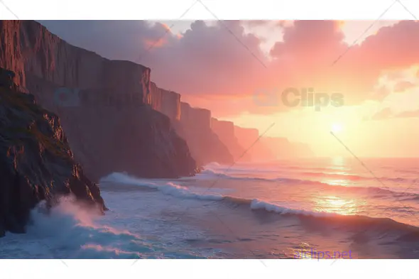 Golden Hour Sunset Over Coastal Cliffs