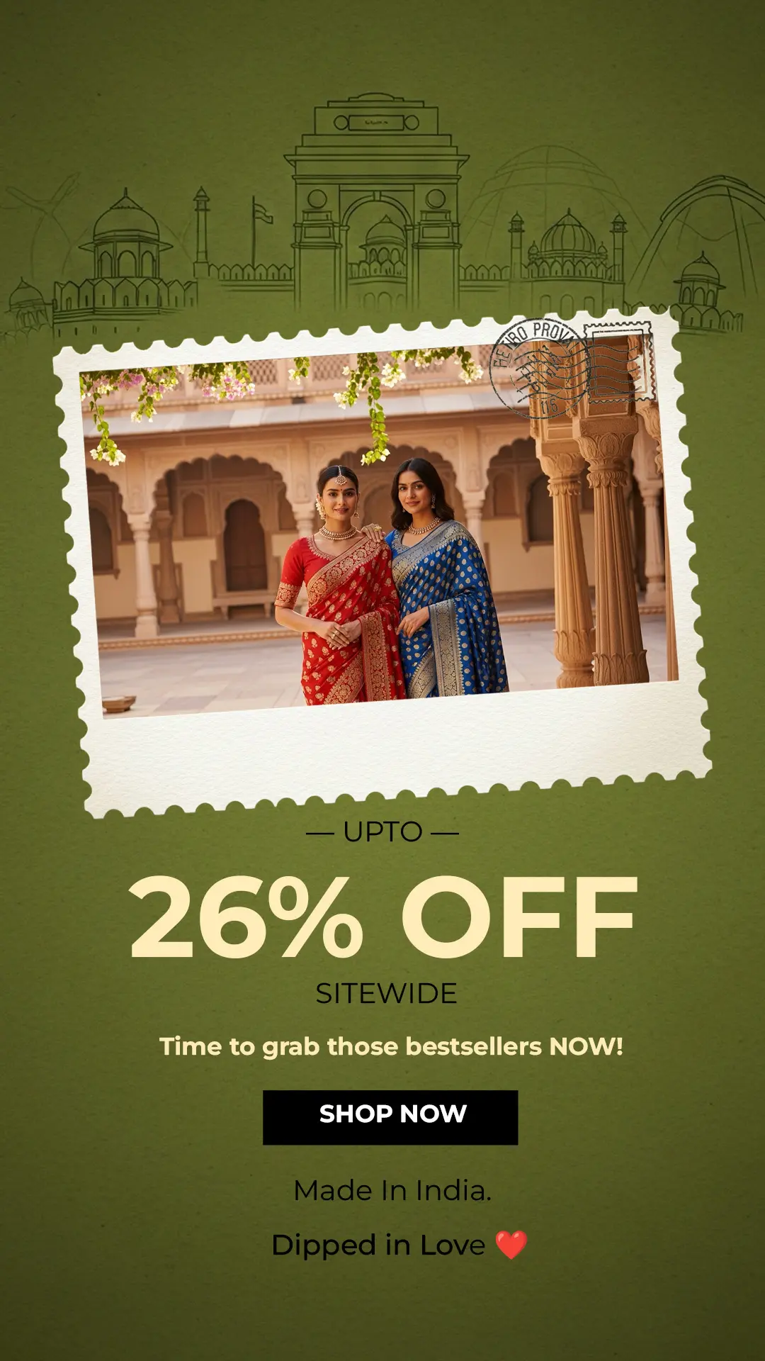 Elegant Indian Saree Sale Ad Template