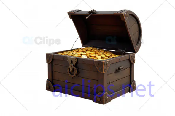 Ancient Treasure Chest Filled with Gold Coins - 3D Model